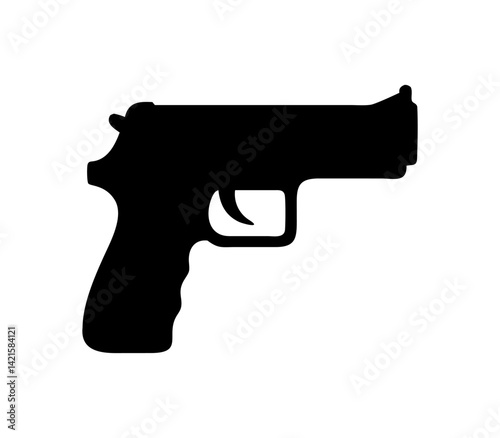 Hand gun silhouette on white background vector illustration