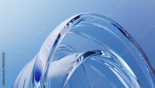  fluid blue glass ribbon on gradient background abstract 3d illustration for web design, branding, wallpapers, and modern digital art