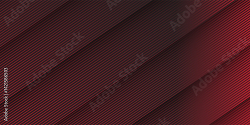 Red and black vector 3d futuristic tech glow and shinning line simple modern abstract banner. Vector