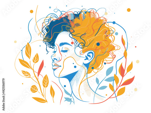 girl with flowers vector illustration 