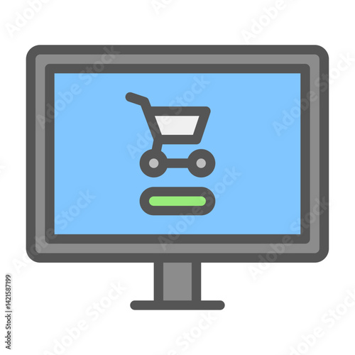 online shopping filled outline icon. marketplace color line illustration.