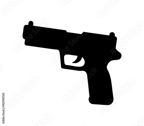 Hand gun silhouette on white background vector illustration