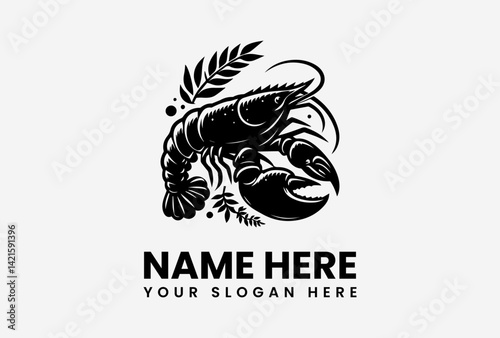 Lobster icon vector logo design, bold seafood illustration with symmetrical marine animal concept 