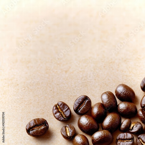 A large quantity of aromatic coffee beans displayed beautifully on a rustic wooden surface