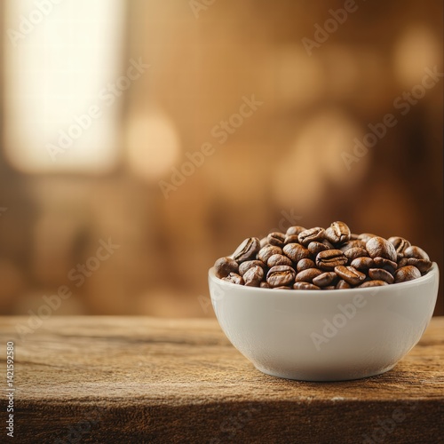 A rustic bowl filled with freshly harvested coffee beans ready for brewing and enjoying