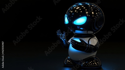 Futuristic Robot Character With Glowing Blue Eyes and Glossy Finish