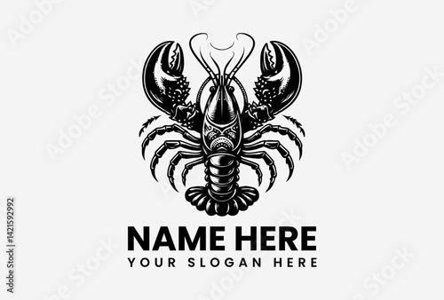 Lobster icon vector logo design, bold seafood illustration with symmetrical marine animal concept 