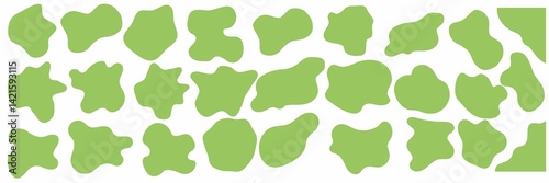 Obraz na płótnie set of shape round form Abstract . Green color liquid organic blob curve shape figure. Abstract liquid bubble, wavy different form, round oval pattern on white background w salonie