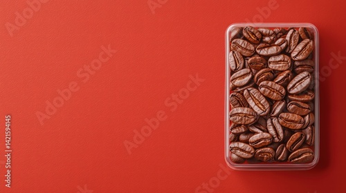 Clear container filled with quality coffee beans perfect for brewing and enjoying a great taste
