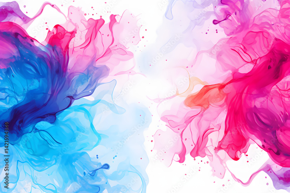 Fototapeta premium A vibrant watercolor abstract background featuring warm orange and cool blue tones, ideal for creative projects, branding, and artistic designs, Abstract colorful watercolor splatter, vibrant splash 