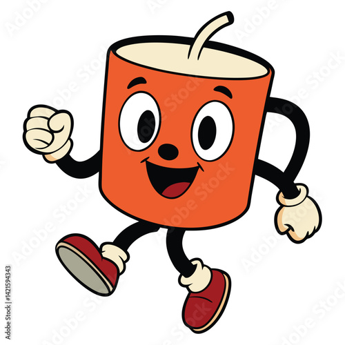 Animated orange mug character running