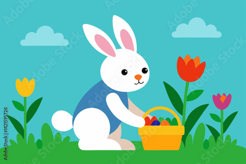 easter bunny and easter eggs
