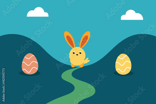 easter bunny with easter eggs