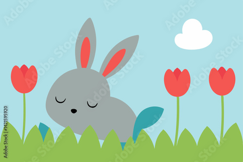 easter bunny with eggs