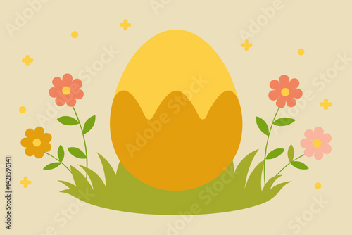 easter egg with flowers