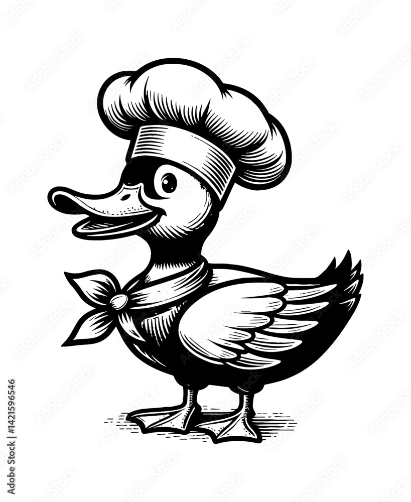 Fototapeta premium Chef Duck Teal Goose and Swan Cooking in Kitchen Restaurant Culinary Scene