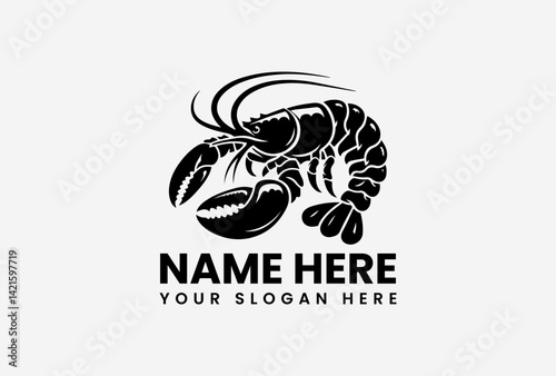 Vintage lobster logo icon in vector style, hand-drawn seafood design with rustic coastal charm 