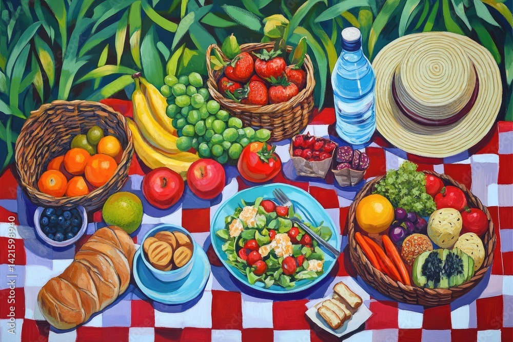 Colorful picnic spread