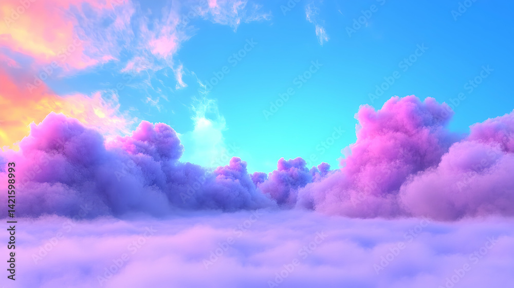 Fototapeta premium Pastel Pink And Purple Cloudscape At Sunset