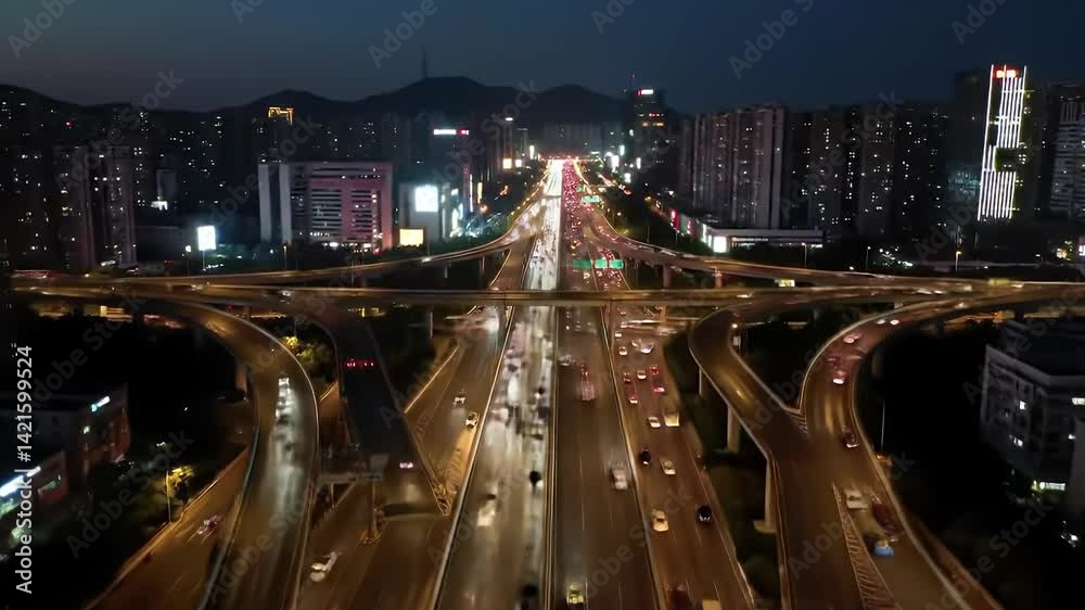 custom made wallpaper toronto digitalUrban Highway Interchange at Night: Cityscape and Traffic Flow
