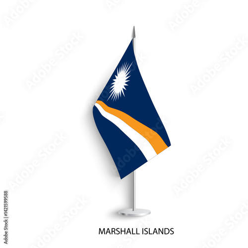Marshall Islands table flag on light grey background. Marshall Islands desk flag isolated on grey background	
