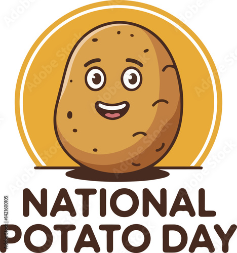 International potato day of Vector Illustration | national potato day celebration | creative concepts of raw potato | National Potato Day Icon with Smiling Cartoon Potato Illustration