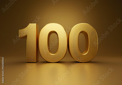 premium 3d rendered golden number 100 on metallic bronze background for centennial celebration and corporate milestone
