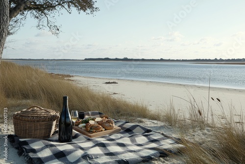 Lakeside Picnic on a Sandy Shore