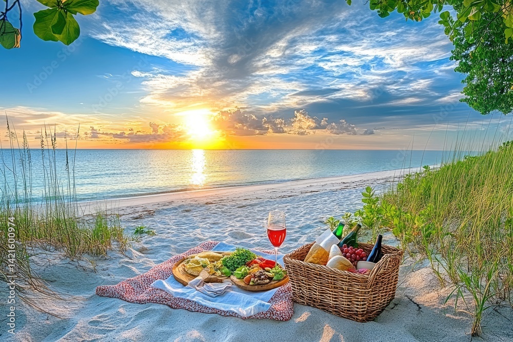 Beach picnic sunset (1)