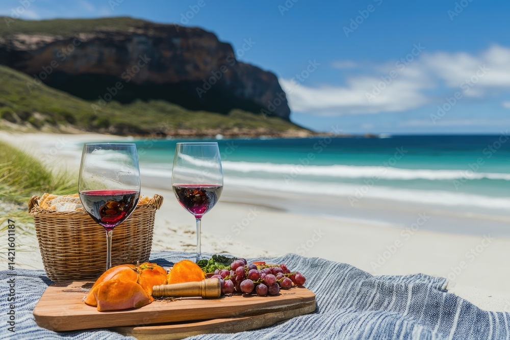 Beach Picnic with Wine