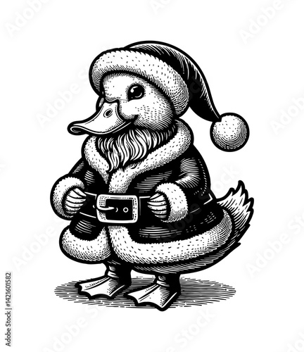 Festive Ducks Geese and Swans Wearing Santa Suits Celebrating Christmas Holiday