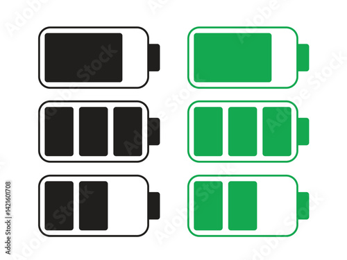 mobile phone battery icon in flat style, vector on white background