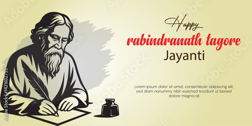 Rabindranath Tagore Jayanti Illustration – Cultural Vector Tribute to the Indian Poet and Nobel Laureate