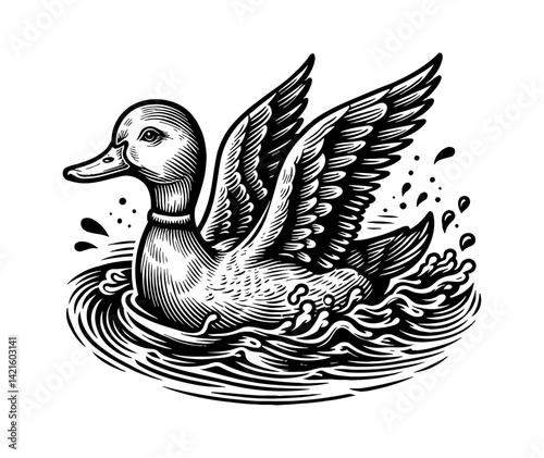 Group of Ducks Geese and Swans Swimming Together in Water Scene
