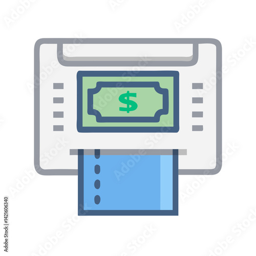 ATM Machine Icon Representing Cash Withdrawal Terminal and Banking Access