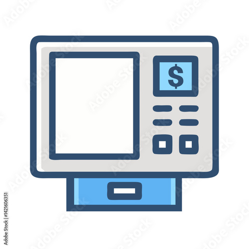 ATM Machine Icon Representing Cash Withdrawal Terminal and Banking Access
