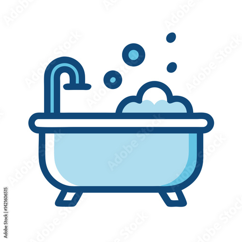 Bathtub with Bubbles Icon Representing Guest Bathroom and Relaxation Facility