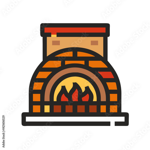 Brick Oven Icon Representing Traditional Pizza Baking and Rustic Cooking Method