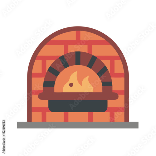 Brick Oven Icon Representing Traditional Pizza Baking and Rustic Cooking Method