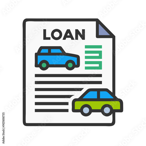 Car Loan Document Icon Representing Vehicle Finance and Auto Lending Agreement