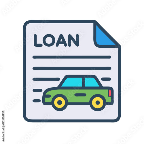 Car Loan Document Icon Representing Vehicle Finance and Auto Lending Agreement