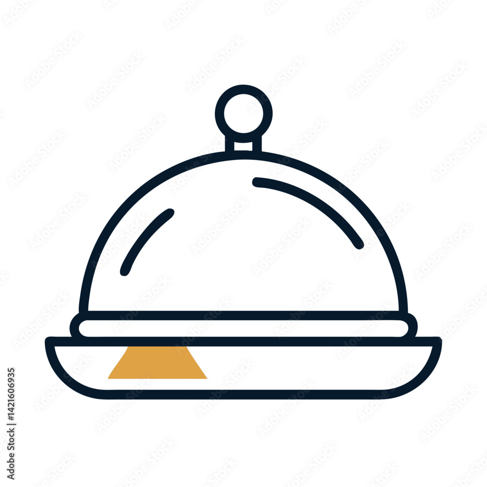 Fototapeta premium Cloche Dish Cover Icon Representing Food Serving and Restaurant Meal Presentation