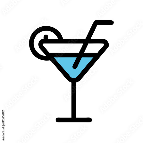 Cocktail Glass Icon Representing Hotel Bar Service and Alcoholic Beverage Offering