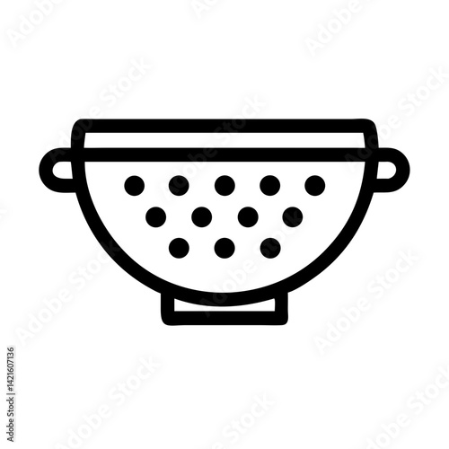 Colander Icon Representing Food Strainer for Draining Liquids in Cooking