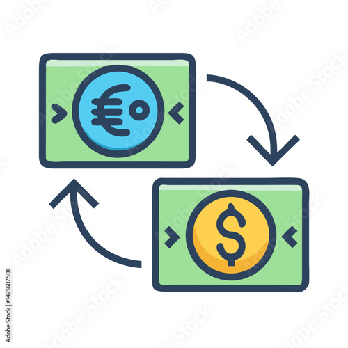 Currency Exchange Icon Representing Foreign Money and International Transactions