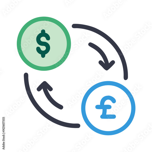Currency Exchange Icon Representing Money Transfer and Financial Exchange