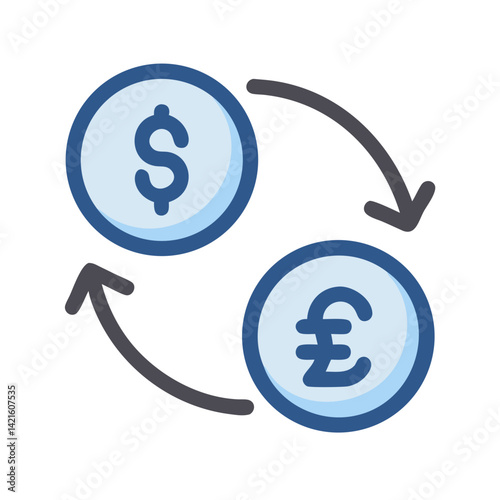 Currency Exchange Icon Representing Money Transfer and Financial Exchange