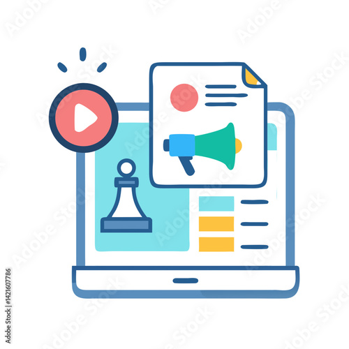 Digital Content Strategy Icon Representing Marketing and Online Campaigns