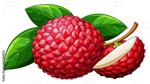 Very beautiful Red Lychee fruit isolated on white background, Fresh Red Lychee or Litchi Chinensis fruit on White Background With clipping path. 