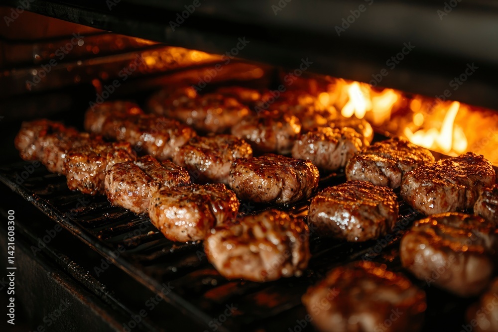 Meats roasting on grill Meats roasting on grill